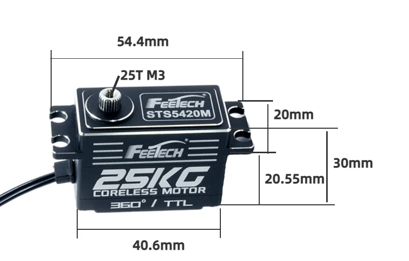 Feetech Low-Profile Servo 25KgโลหะPinion Servo 7.4V Brushlessเกียร์โลหะServoสําหรับScx10 Rcรถยนต์ 1:8 Rc Driftรถ 1/10