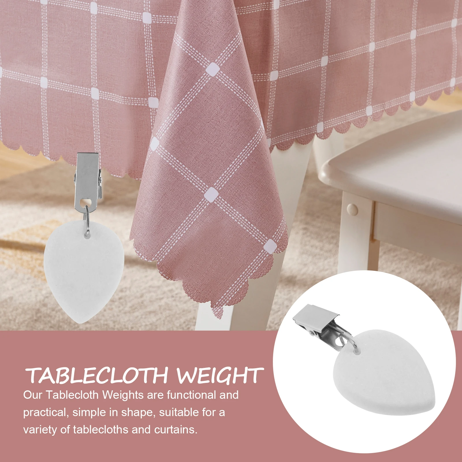

Water Drop Shaped Tablecloth Weights Marble White Clips Oval Compact Decorative Reusable Outdoor Picnic Home Party Banquet Table