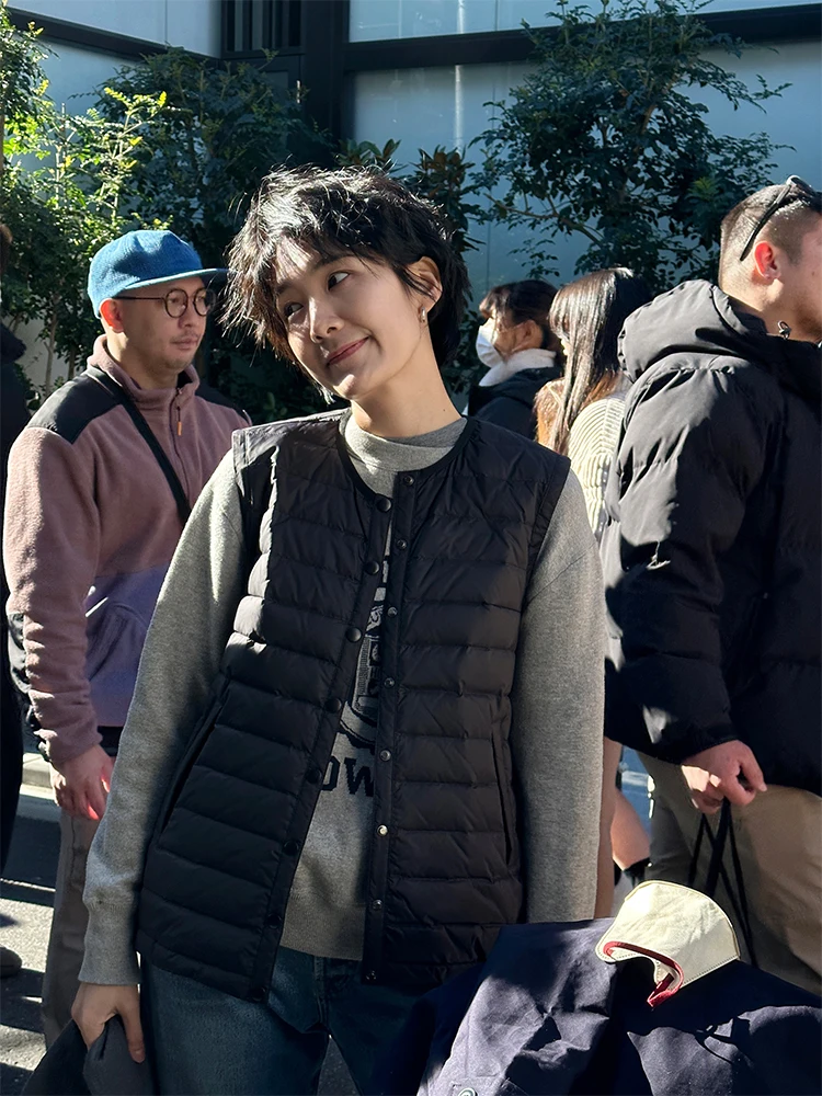 

Жилет Langqing Bla: Легкий женский зимний жилет из гусиного пуха, новый, теплый, для ношения под одеждой, белый, для многослойных образов