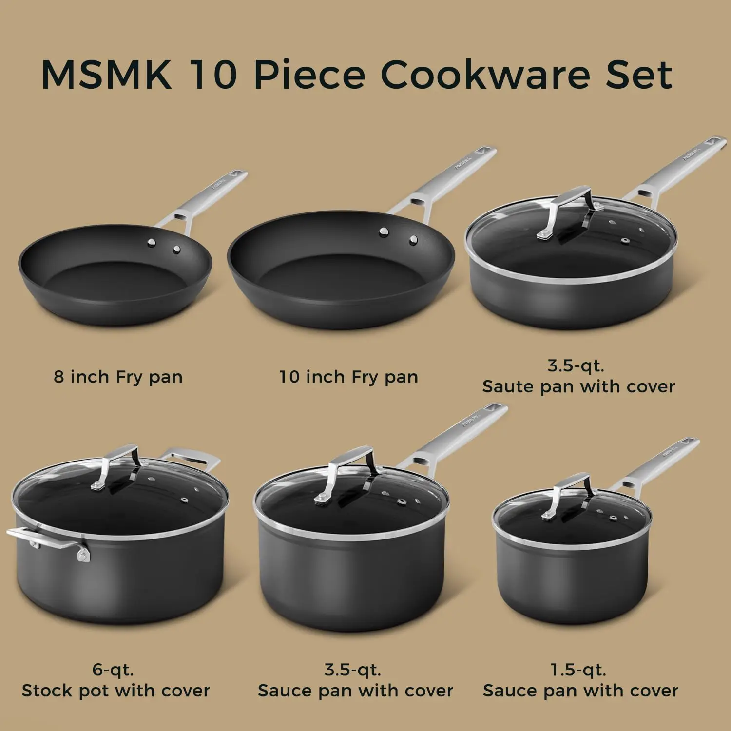 Pans Set non stick, Cookware Sets for building a starter kitchen or refreshing, Even Heating, Easy Clean- image 6