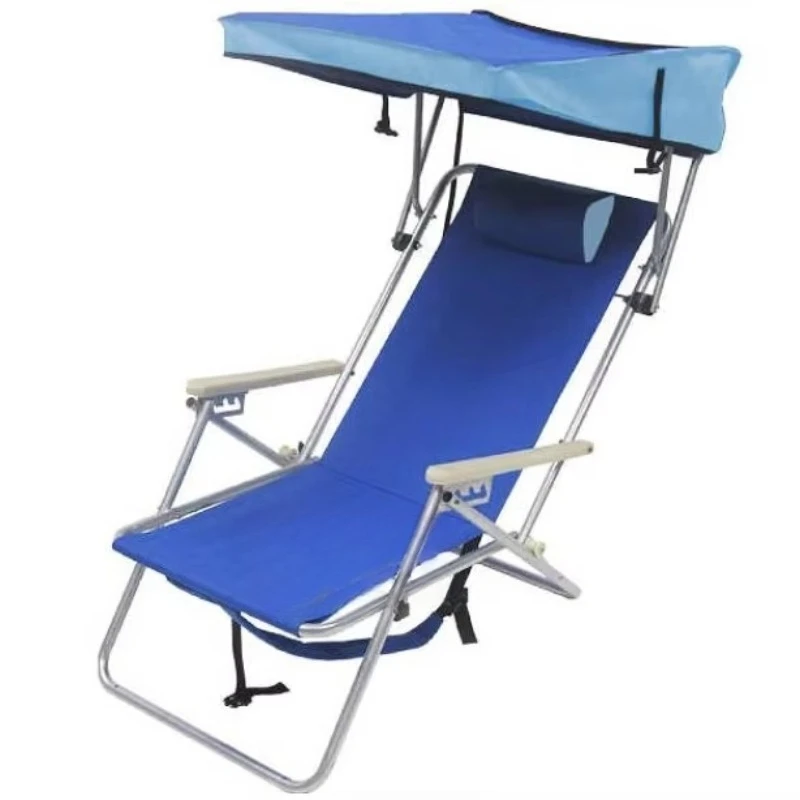 

Folding spring beach chair and canopy