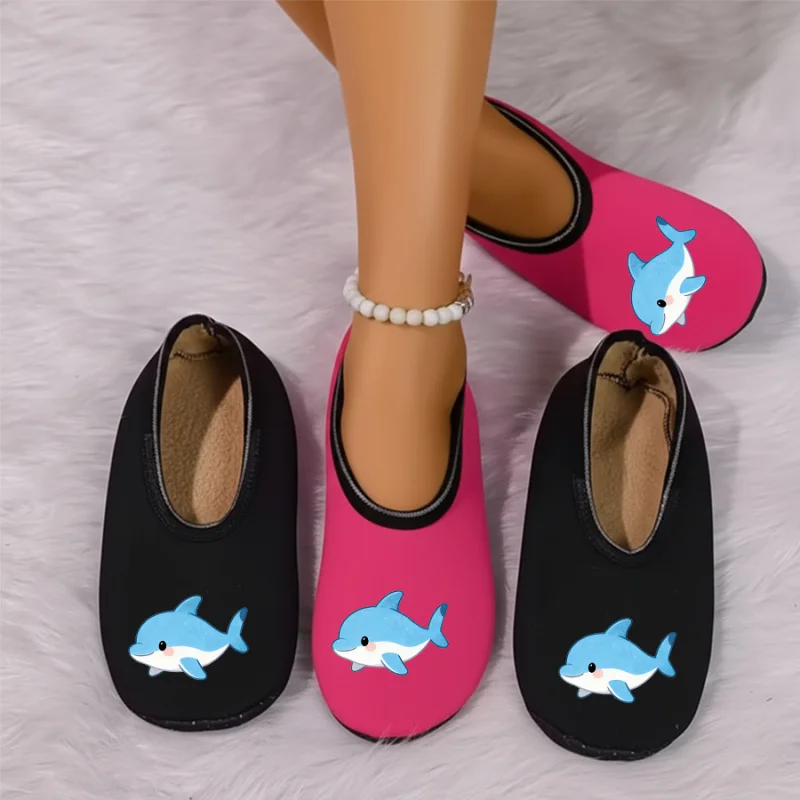 

Four season wearable couple cartoon bird print with thin velvet lining, breathable, high elasticity, anti slip floor slippers