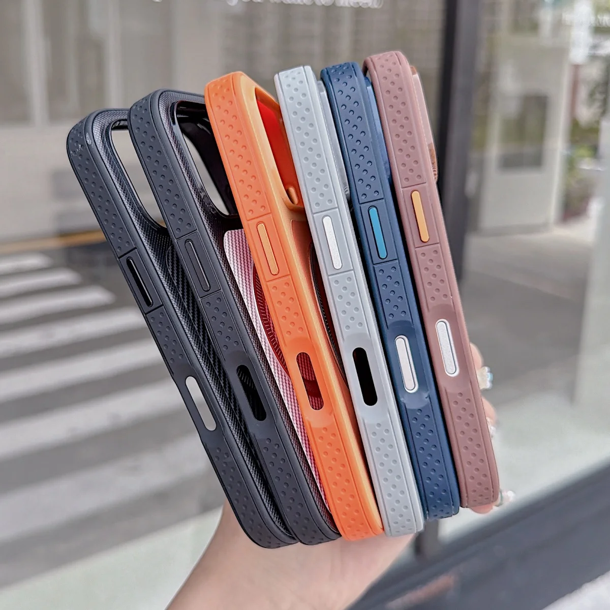 Carbon Fiber PU Leather Texture For Magsafe Magnetic Case For iPhone 18 17 16 15 14 13 Pro Max Hybrid Bumper Armor Phone Cover view 4