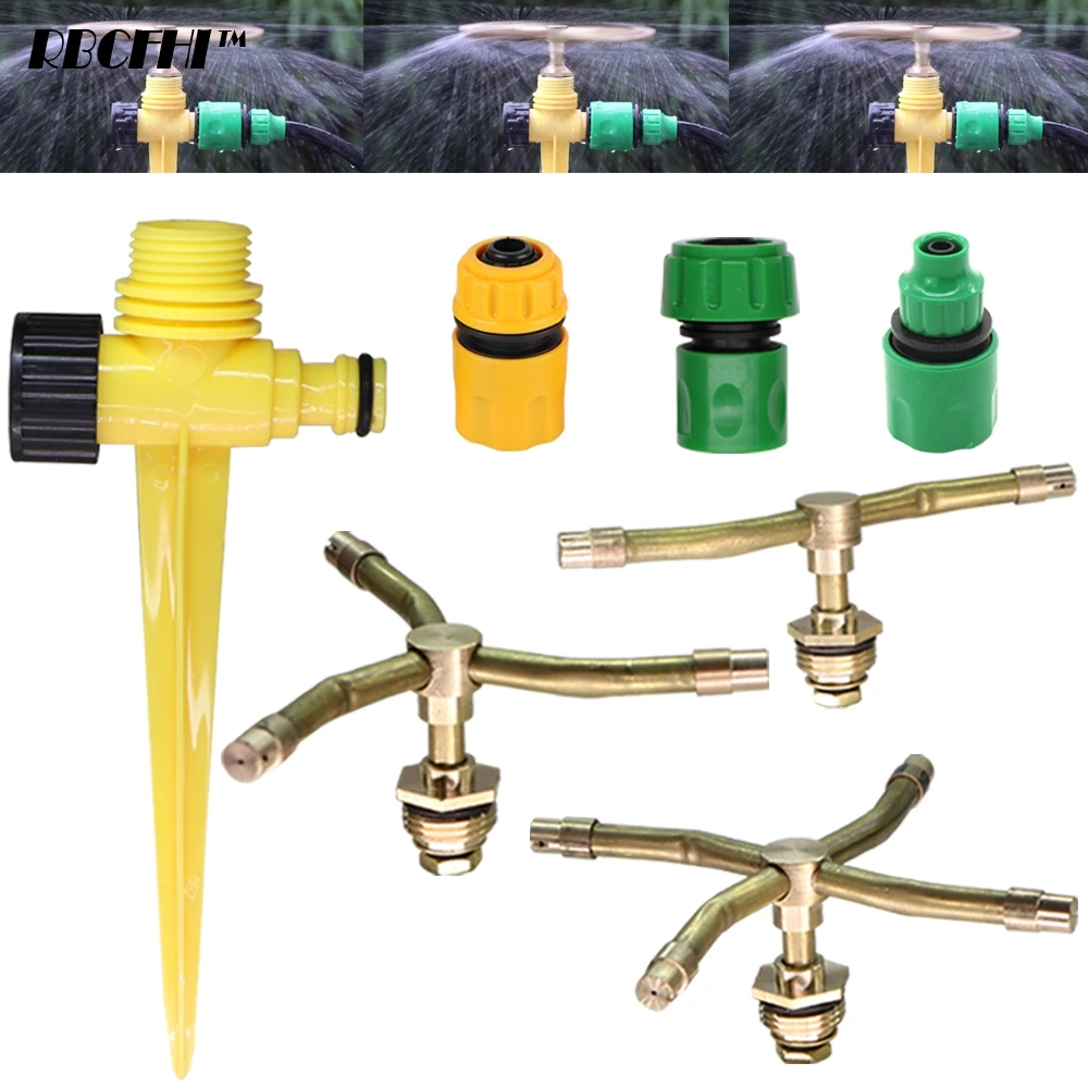 RBCFBottles-Buse de pulvérisation tourbillonnante à distance automatique en laiton, arroseur de jardin, catalyseurs de jardinage pour plantes et pelouse, 1PC, 2 bras, 3/4 bras