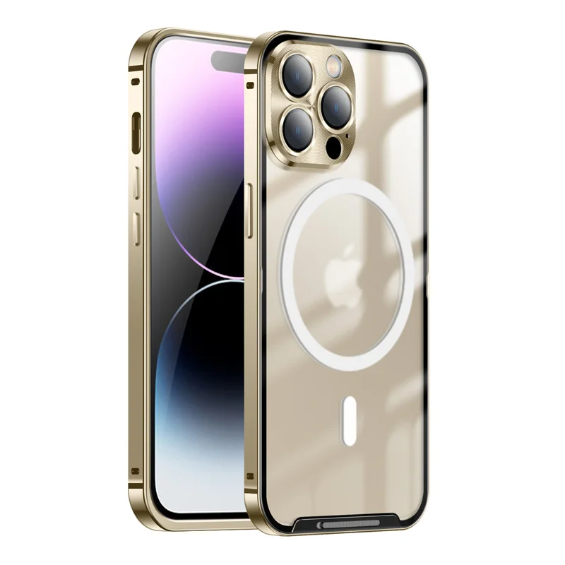 

Magnetic Magsafe Case For Apple iPhone 14 Pro Aluminum Alloy Bumper Back Metal Case Cover for iPhone 14 14+/iPhone 14 Pro Max