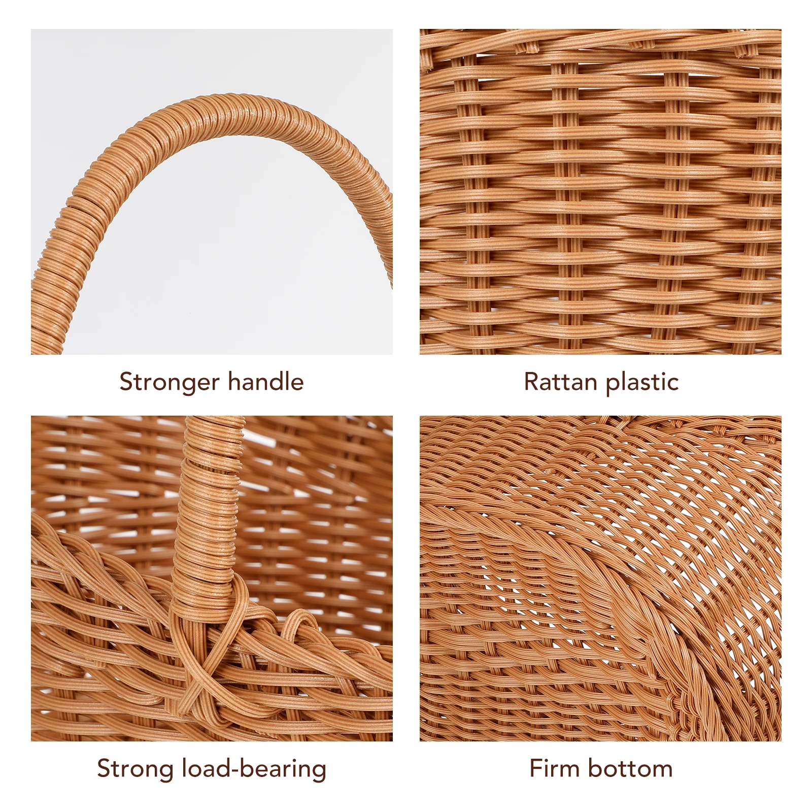 

Woven Gift Basket 32Oz Portable Storage Snack Fruit Flower Treats Holder Decorative Rattan Basket For Picnic Camping