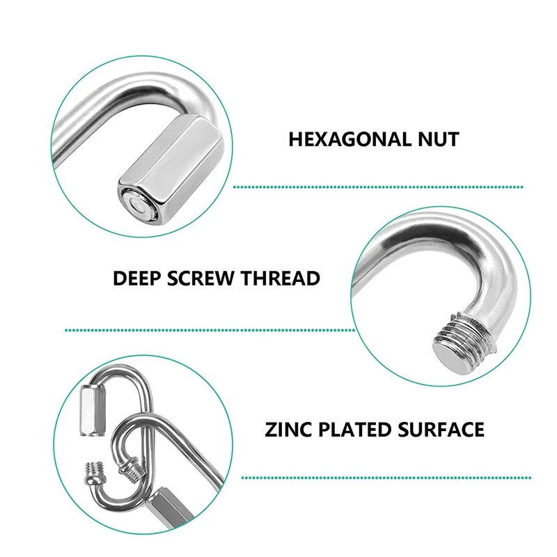 Quick Links Chain Links Connector Carabiner Clips,Screw Lock Oval Locking Carabiner For Safety Chain Hammock