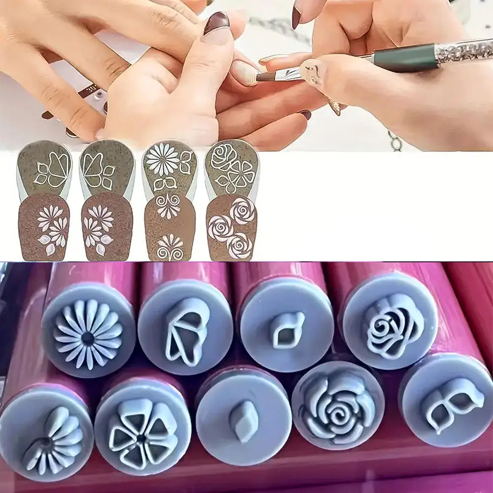 Home DIY Nail Stamp Art Pen Set Practical Manicure Tools Various Flower Patterns for Women
