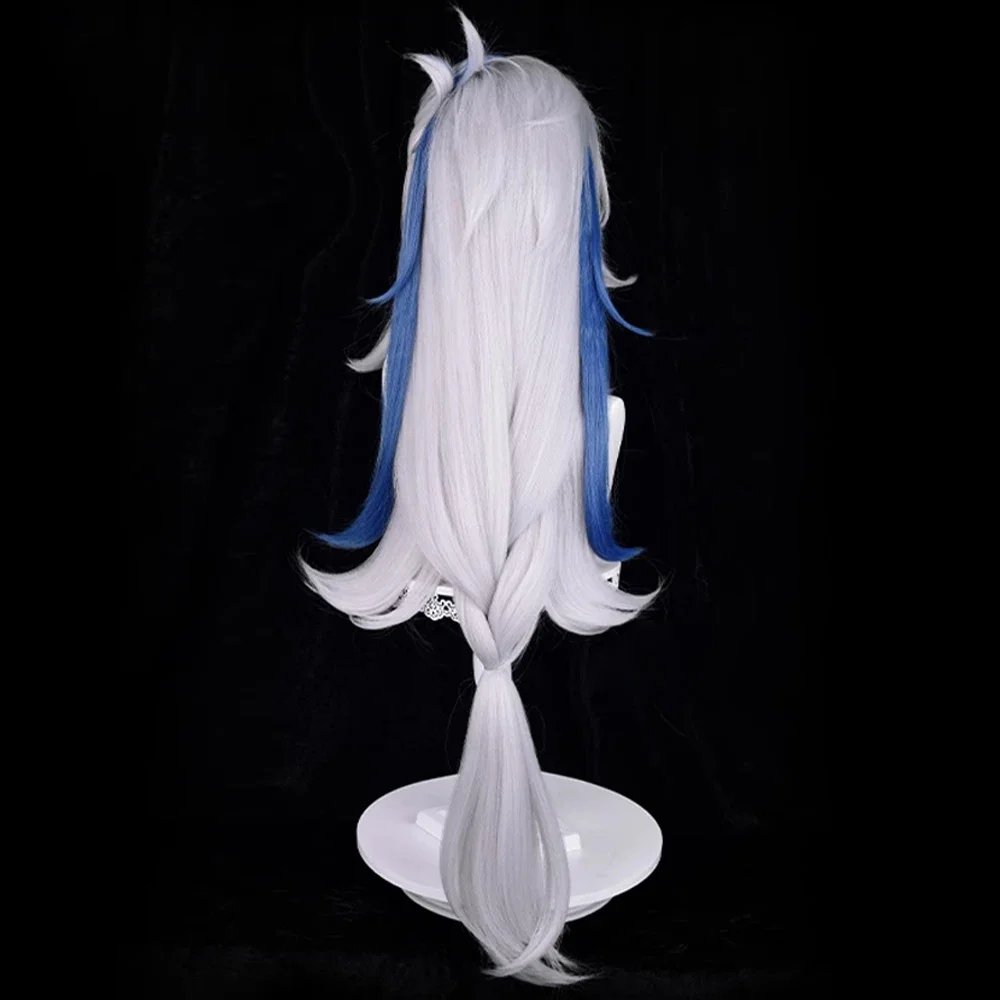 Ganyu Genshin Impact Fontaine Neuvillette pelucas sintéticas largas y rectas, peluca de pelo de Cosplay de juego blanco y azul para fiesta diaria