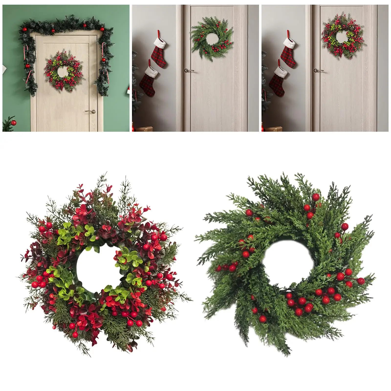 Snowy Winter Xmas Wreath Realistic Decorative Artificial Wreath for Christmas Door Home Office Indoor Outdoor Use view 5