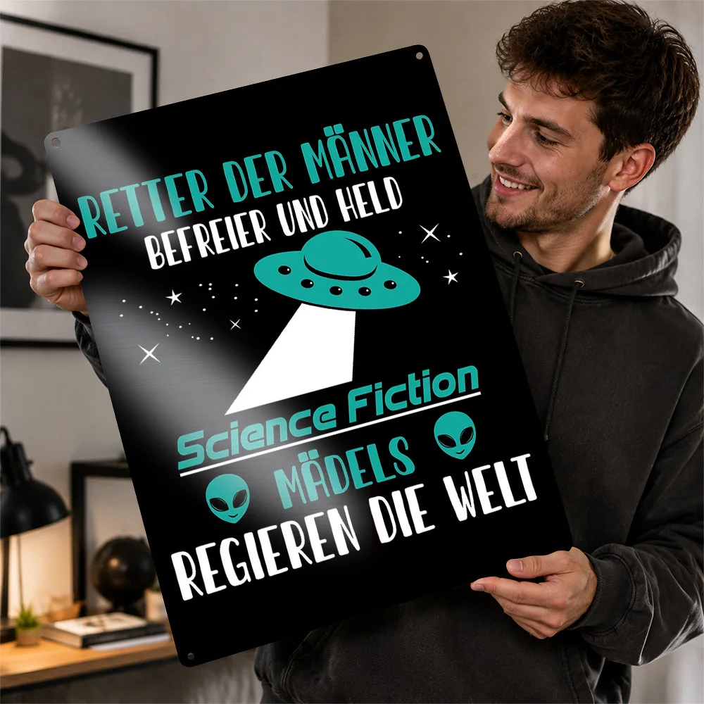Science Fiction Movies Fan Personalized 3D Textured Metal Poster Wall Art Vintage Tin Signs for Home Decor Items Room Ornaments