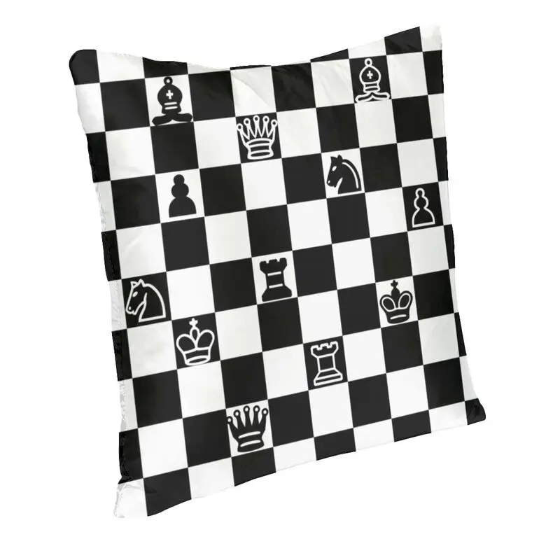 Chess Pillow Case 45x45cm for Sofa Chessboard Game Luxury Cushion Cover Soft Pillowcase