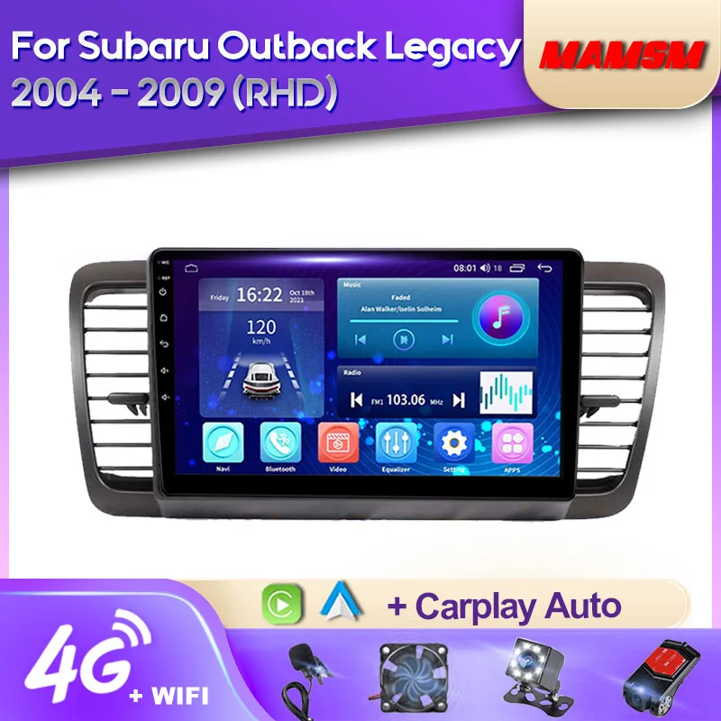 MAMSM 2K QLED Android 12 Car Radio For Subaru Outback 3 Legacy 4 2004- 2009 RHD Multimedia Video Player GPS 4G Carplay Autoradio