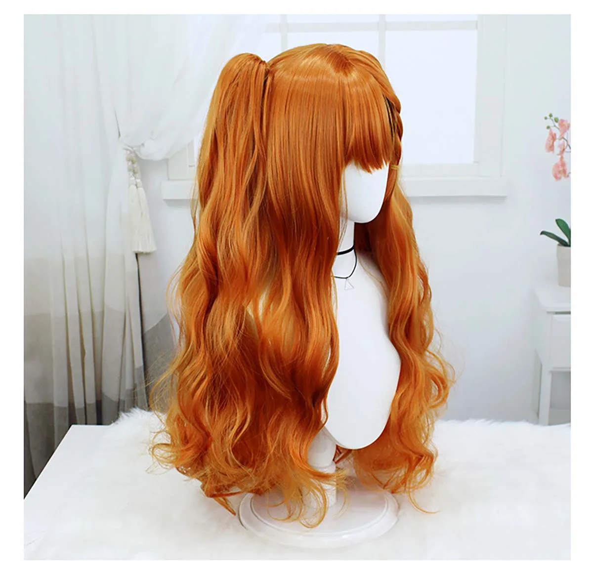 Jogo de festa de carnaval reverso: peruca de cabelo longo de tigre duplo laranja Sonetto 1999