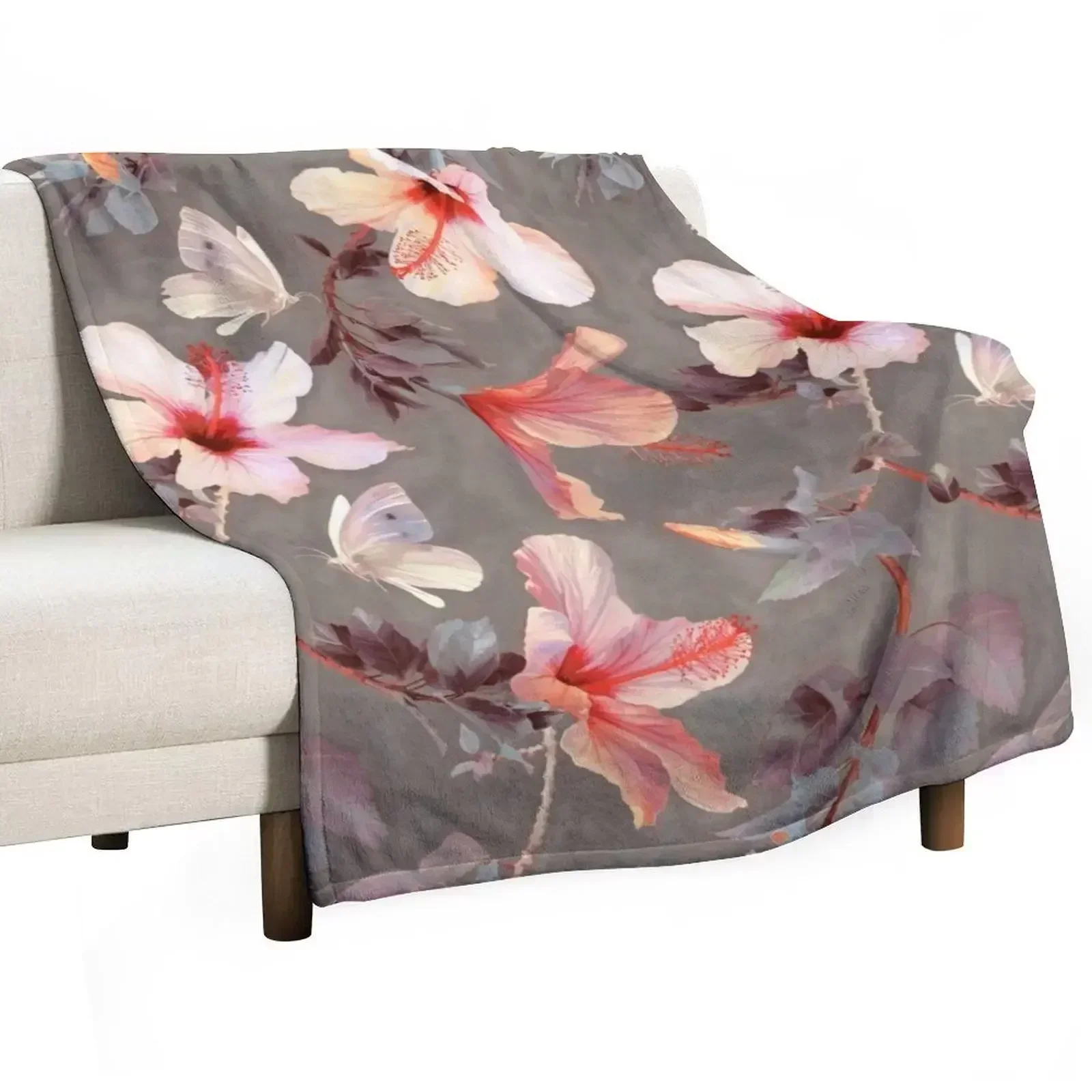 Coral Hibiscus Throw Blanket warm winter Luxury Cute Plaid Luxury Designer Softest Tourist Blankets
