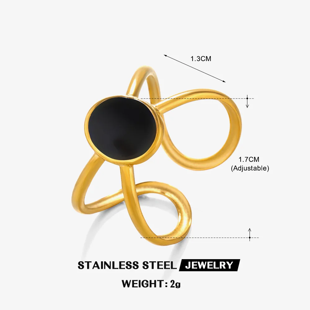 18K Gold Plated Oval Drip Ring, Hip Hop Cross Line Titanium Steel Statement Ring for Women, Bold Adjustable Stackable Jewelry Gi