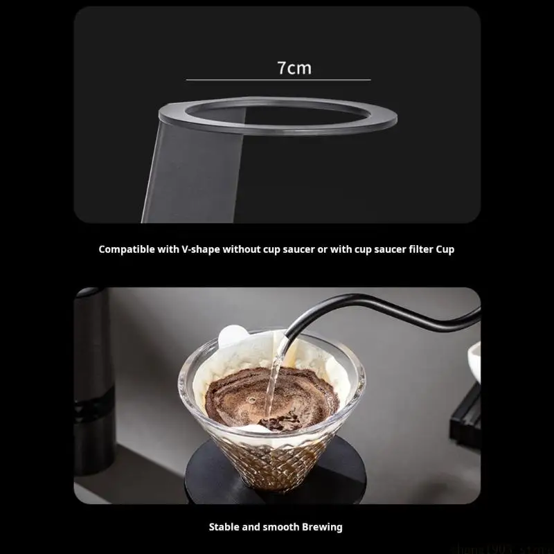 QX2E Metal Frame Coffee Filter Stand With Glass Dripper Server And Base 600Ml Kettle Included Pours Over Coffee Maker Set