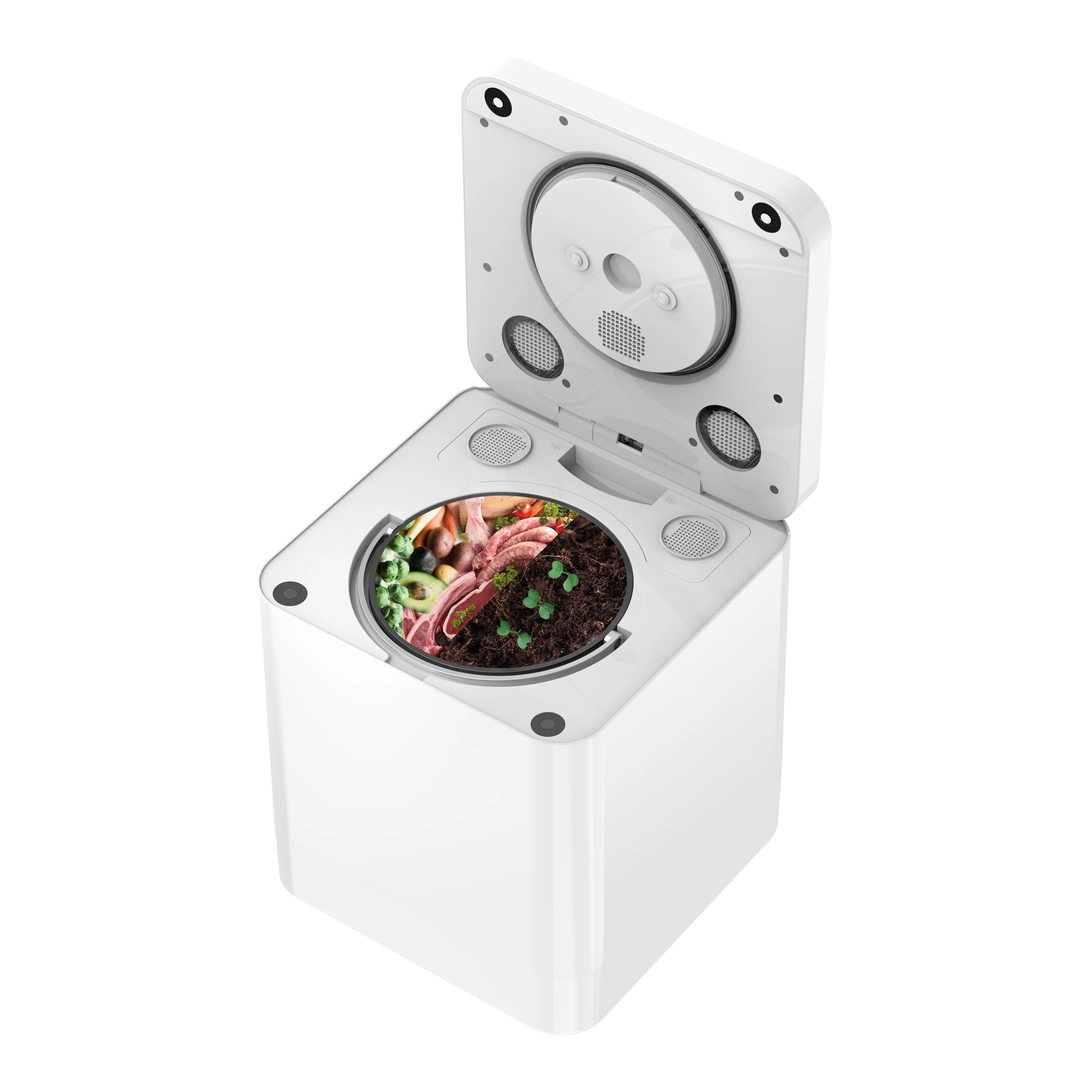 Electric Kitchen Composter Food Waste Disposer with Batch Feeding for Home Use