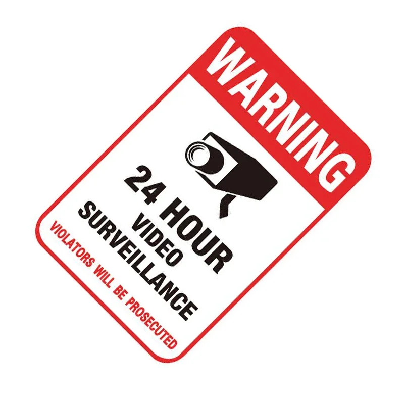 Conspicuous Wall Sticker 24H CCTV Video Camera System Warning Sign Surveillance Monitor Decal Public Area Home Security Supplies