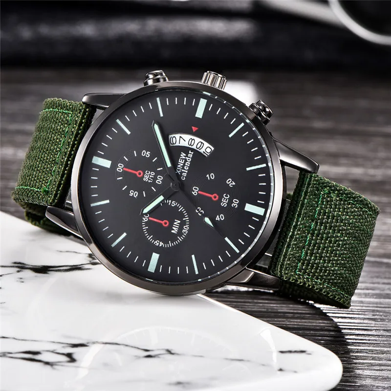 Original XINEW Brand Boys Watches Black Men Fashion Simple Nylon Band Sports Date Quartz Watch Montre Homme Relogio Masculino