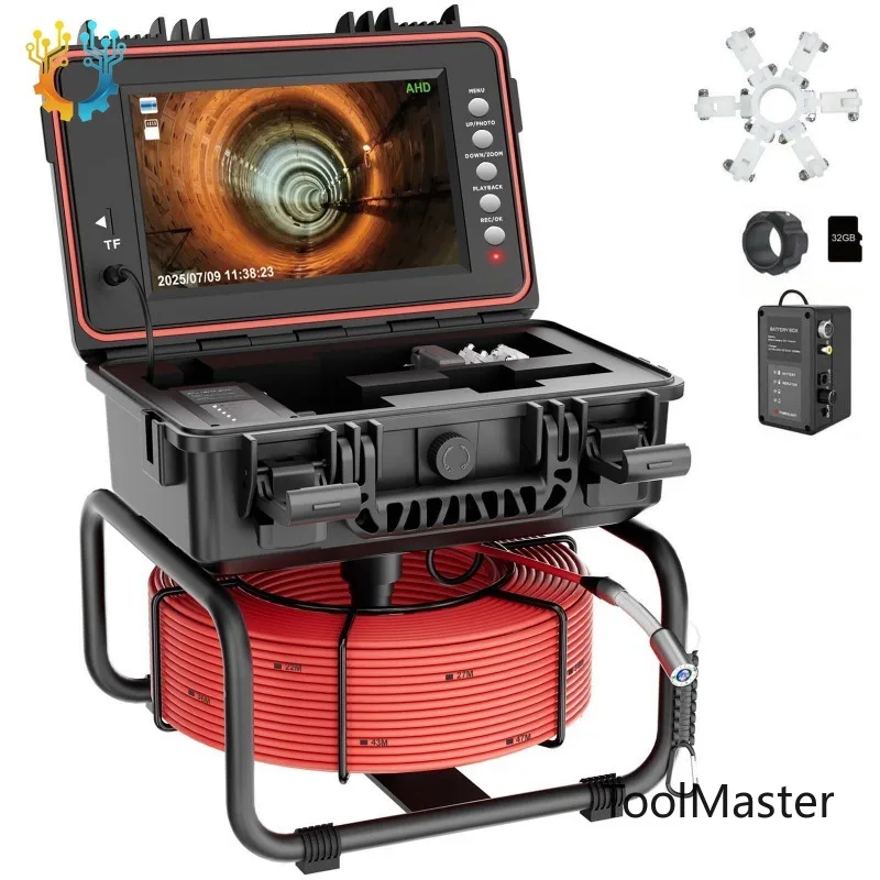 

[2026]165ft 50M Self Leveling 1080P Sewer Camera 512Hz 32GB DVR Video Industrial Endoscope Pipe Drain Pipeline Inspection Camera