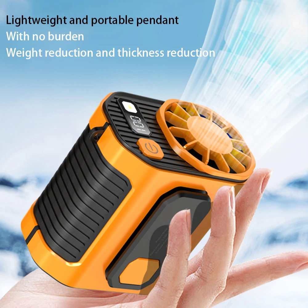 

Wireless Mini Hang Waist Electric Fan Portable USB Rechargeable 5000mAh Cooling Camping Hand Fans with Light For Room 선풍기 무선선풍기