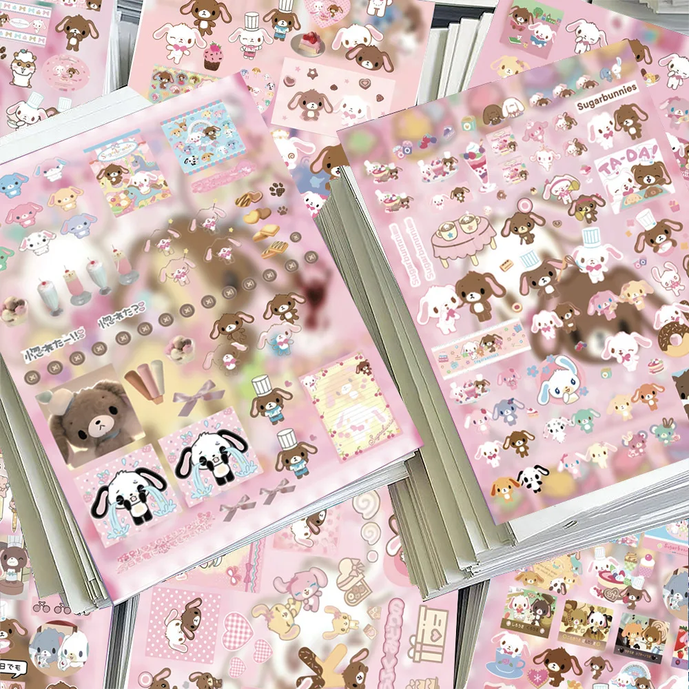 8pcs Kawai Dessert Rabbit Die Cut Stickers Hot Sale Girlish Heart Healing Ins Style Journal Material Waterproof Decals Decor Gif