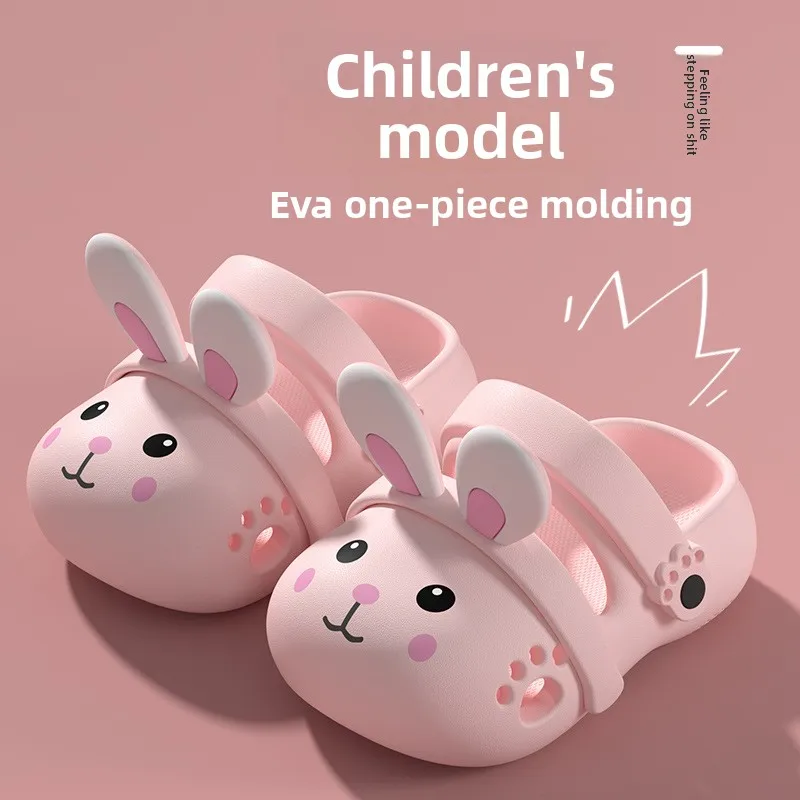 2026 Summer Cute Rabbit Children Slippers Cartoon Outdoor Clogs For Girls Toddler Waterproof Anti Slip EVA Kids Beach Shoes