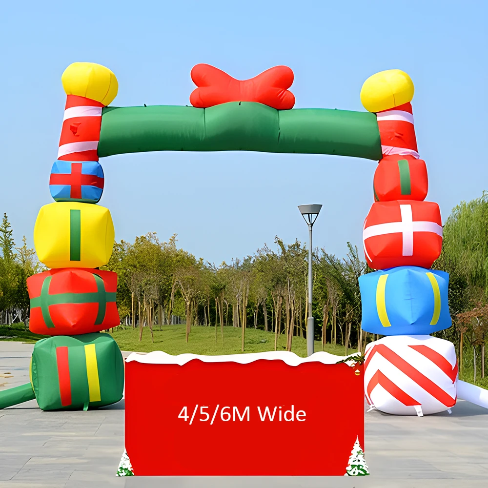 Christmas Inflatable arch Stacked Colorful Gift Boxes Archway Outdoor Indoor Holiday Decorations Blow up Yard Giant Lawn