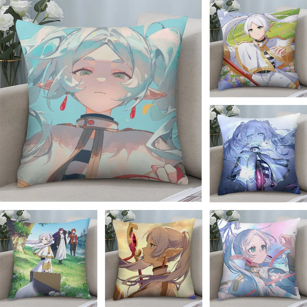 

F-Frieren Beyond Journeys Pillow Case Short Plush Pillow Covers Sofa Decorative Gift Home Double-sided Printing Cushion Cover