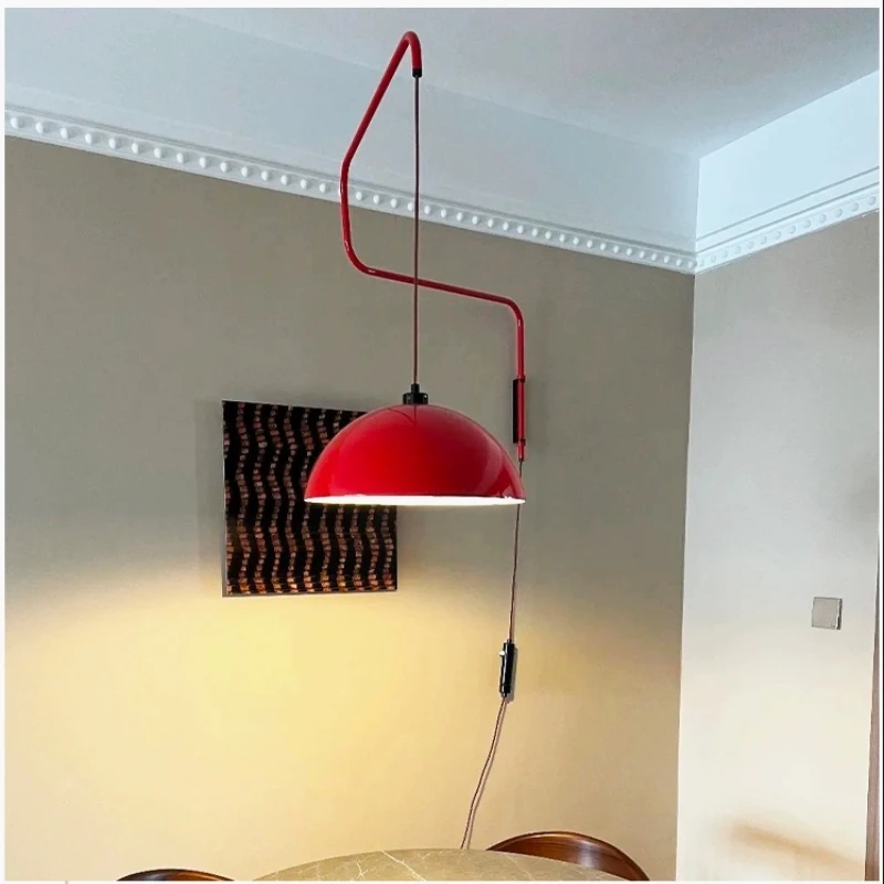 Lampada da parete vintage in metallo rosso braccio lungo per la lettura della camera da letto dell'atrio Dropshipping lampadina E27 nuovo stile applique di illuminazione 110-240 V