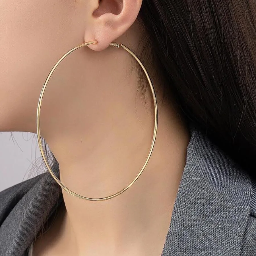 BLIJERY Trendy Oversized Hoop Earrings Big Smooth Circle Earrings Basketball Brincos Punk Style Loop Earrings for Women Jewelry