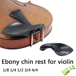 1/8 to 4/4 Violin Chinrest With Metal Clamp Screw Bracket Cork, Ebony ,Violin Chin Rest installed Hareware 3/4 1/2