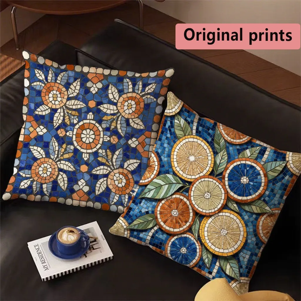 Bohemian Mosaic Citrus Throw Pillow Covers Pattern Cushion Cover Suitable for Sofa Bedroom Car Pillow Cover