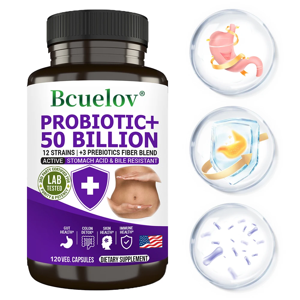 Digestive Enzymes Probiotics and Prebiotics - Digestion and Bloating Relief for Women and Men, Gut Health, 120 Capsules