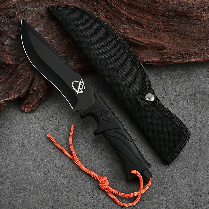 Outdoor straight knife self-defense knife outdoor portable meat knife eating knife camping fishing portable knife