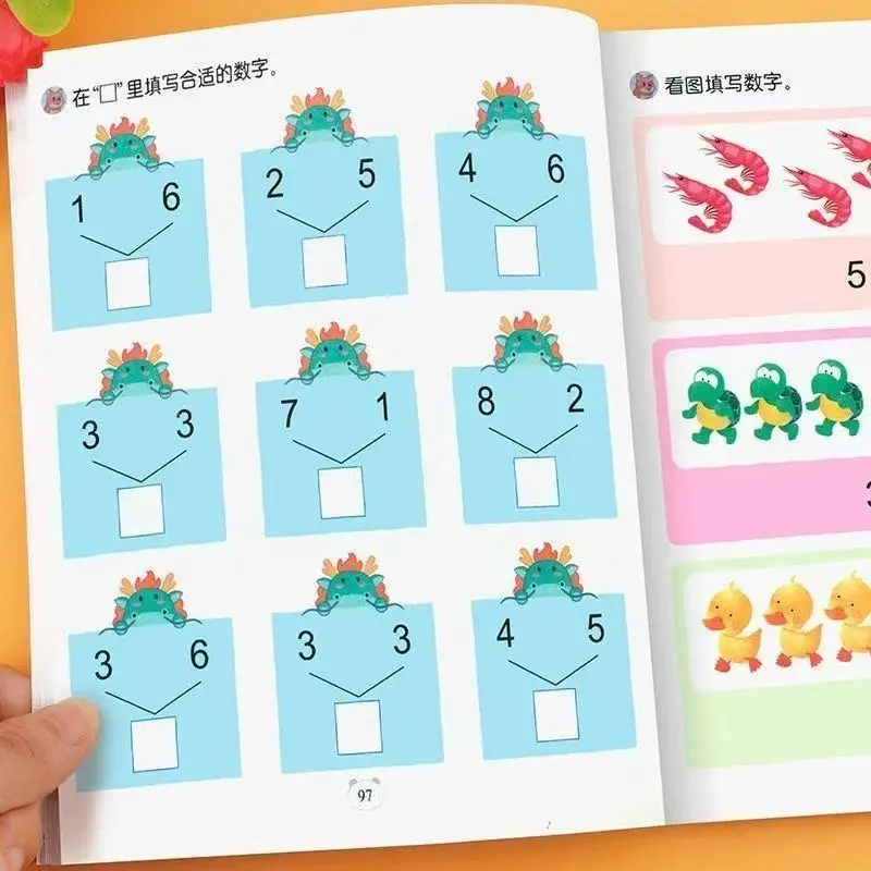 180 Pages Children Addition and Subtraction Book Learning Mathematics Textbook Handwritten Arithmetic Exercise Book for Kid 2-5