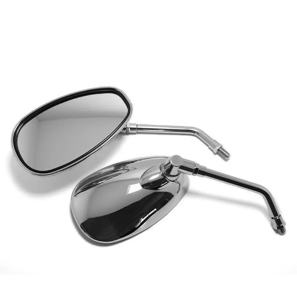 Rectangular Motorcycle Mirrors Rotatable Universal Motorbike Handlebar Mirror Extended View Chrome Blind Spot Mirrors