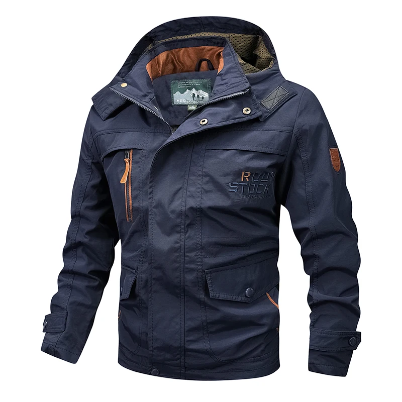 Outdoors Loose Versatile Men Jacket New Fashion Solid Removable Hat Tops Autumn Winter Casual Comfort Multiple Pockets Coat