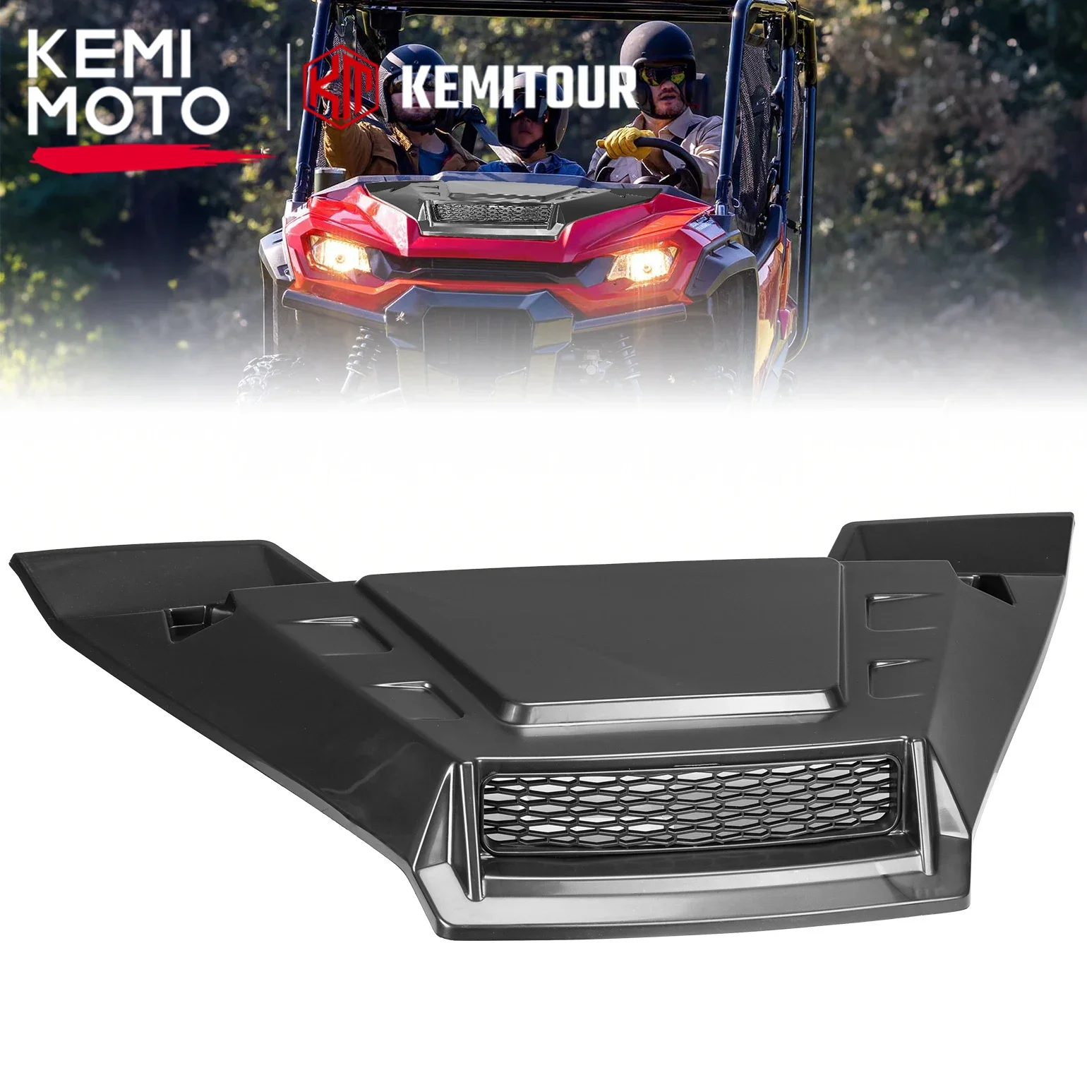 Sport Hood Scoop with Mesh Grille Compatible with Honda Pioneer 1000-3 1000-5 1000-6 2016-2024 Removable Vents Front Hood Cover