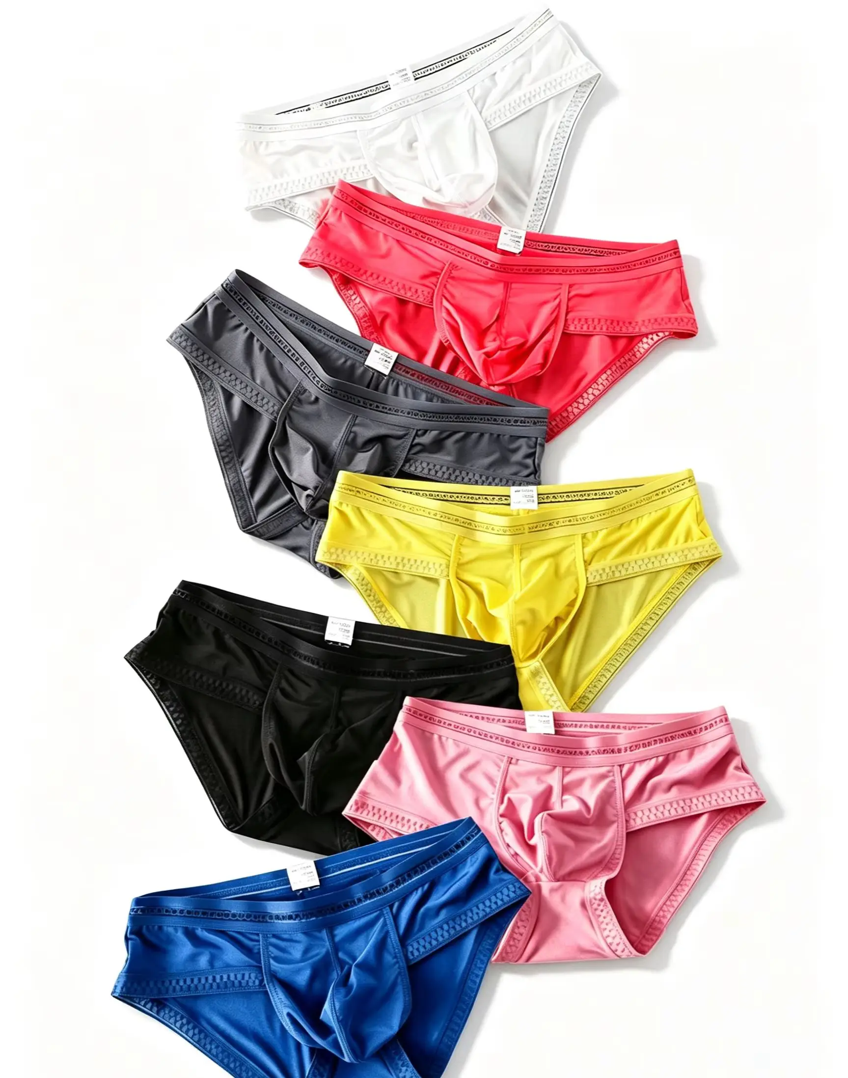 Ultra Thin Ice Silk Men Briefs, Stylish Lace Edge Waist, Lightweight Male Shorts, Random 1 Piece, Breathable Daily Home