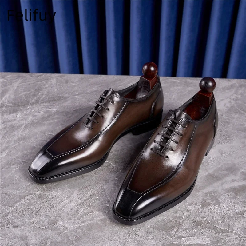 

Retro Mens Genuine Leather Oxfords Shoes Luxury Handmade Quality British Style Comfortable Fashion Black Wedding Party Shoes Man