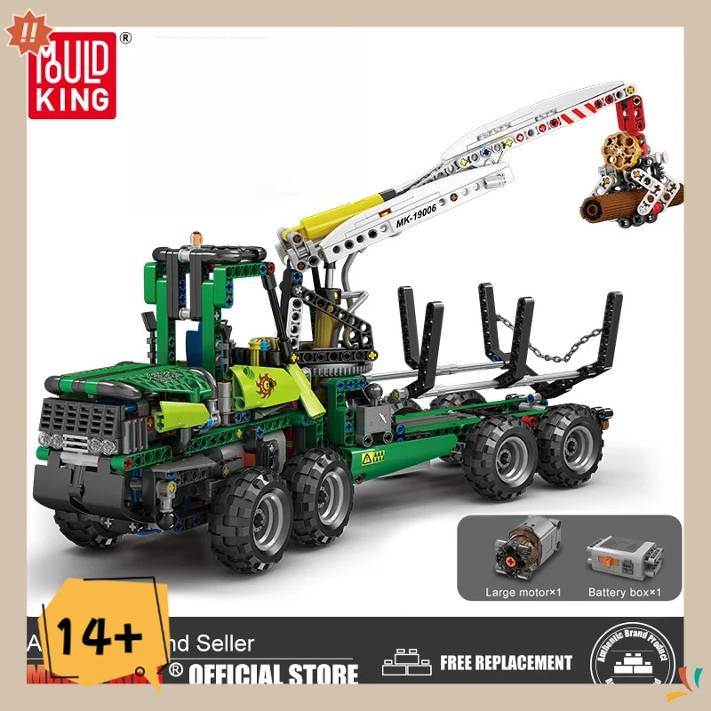 

MOLD KING 19006, технические строительные блоки, приложение, пневматическая лесная машина, грузовик MOC-32456, модель игрушки для детей, рождественские подарки
