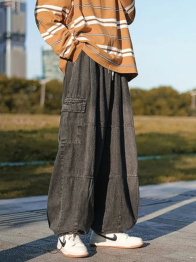 Y2k فضفاض الجينز الرجال الشارع الشهير المال القديم خمر السراويل البضائع جديد روك كاوبوي الركض واسعة الساق السراويل الدنيم كبيرة الحجم