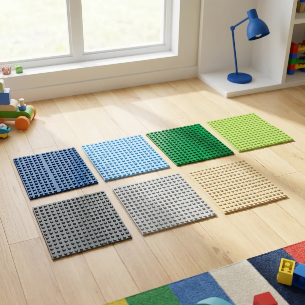 IDEAMOC 4pcs 16*16 Dots Baseplates Building Blocks DIY Toys 25.6*25.6cm Double-Sided Compatible Baseplates for Construction Toys