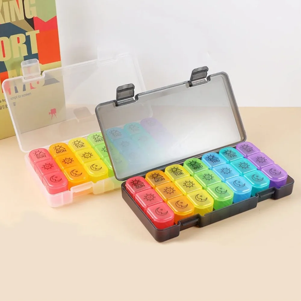 

New Large Portable Travel Compartments Pill Cases Box Organizer 7 Days 21 Grids 3 Times One Day for Vitamins Medicine Fish Oils