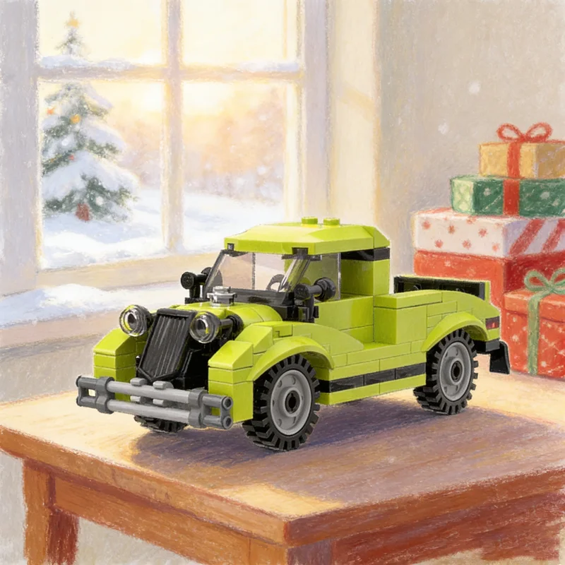 

116 шт. MOC, винтажный пикап, городская ферма, модель, строительные блоки, архитектурная игрушка, рождественские подарки, идея, образовательный кирпич для детей