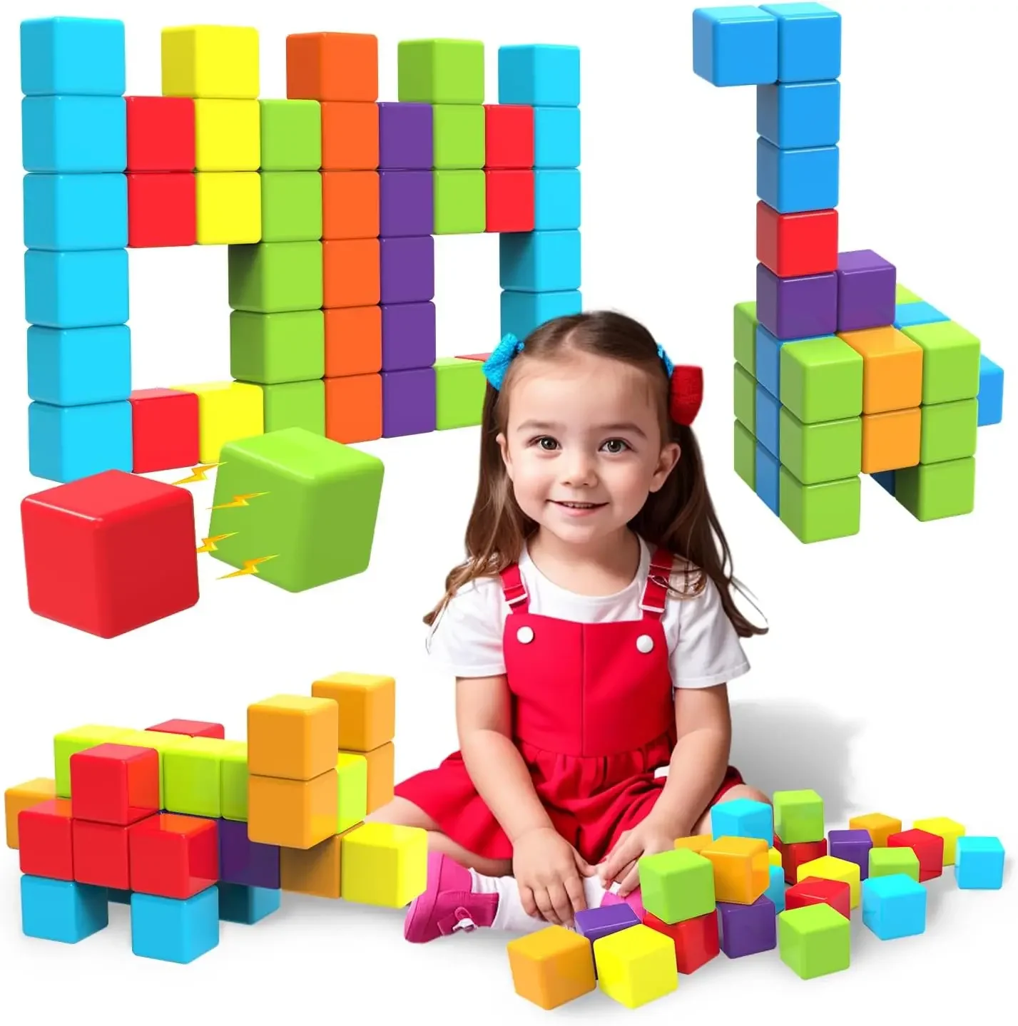 1.42 inch Magnetic Tiles Toys STEM Magnet Toys Magnetic Blocks Building Toys Montessori Toy 2024 Best Gifts for Childrens