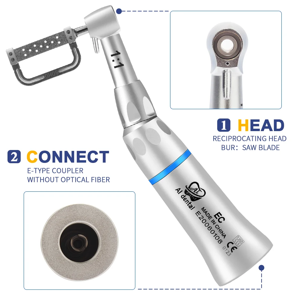 AI-EVA-ECS Contra Angle Dental Handpiece  Low Speed 1:1 Direct Drive Reciprocating With IPR System For Orthodontic Appliance Kit