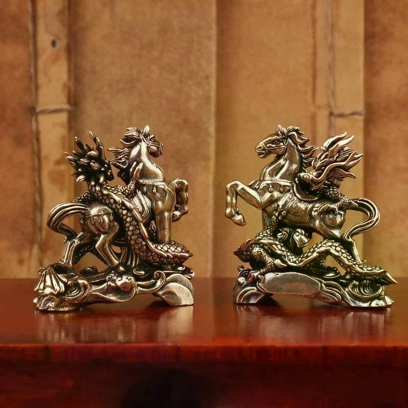 1Pcs Child Riding Home Office Desktop Decoration 2026 Year Of Horse Brass Feng Shui Horse Figurines Miniatures Gift